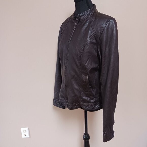 Vintage Danier Soft Dark Brown Women's Moto Style Biker Leather Jacket Size M - Picture 10 of 15